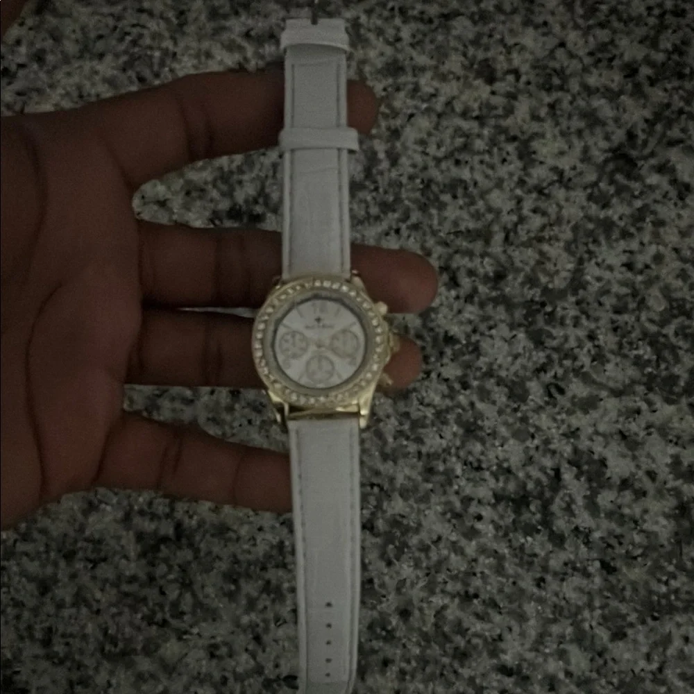 Bell & Ross White and Gold Chronograph Watch with Crystal Bezel